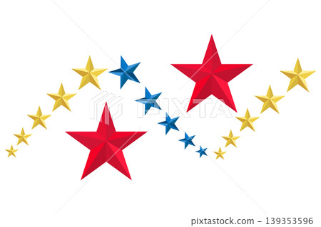 Red, Blue and Gold Stars Decorative Design for Celebration and Patriotic Events Red, Blue and Gold Stars Decorative Design for Celebration and Patriotic Events 139353596