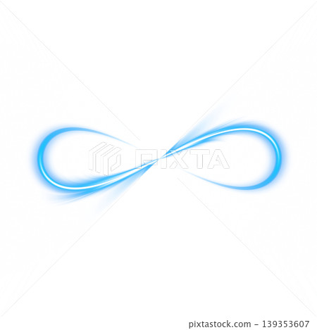 Blue glowing infinity loop light trail material 139353607