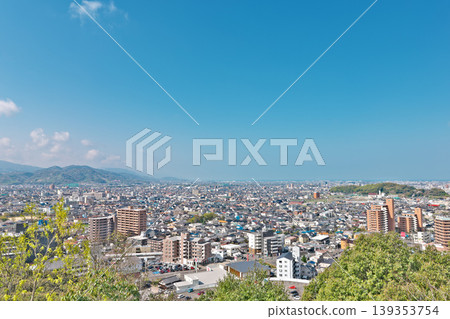 [Panoramic view of Matsuyama City from Hioyama Observatory] Minami-Kume-cho, Matsuyama City, Ehime Prefecture 139353754