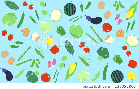 Light blue wallpaper background material featuring spring and summer vegetables. Light blue wallpaper background material featuring spring and summer vegetables. 139353866