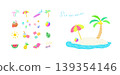 Tropical summer items - hand-drawn illustration set 139354146