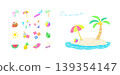 Tropical Summer Items: Watercolor Hand-Painted Illustration Set 139354147