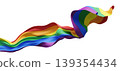 Pride rainbow flag fabric isolated on white background for LGBTQ celebration with copy space 3D render 139354434
