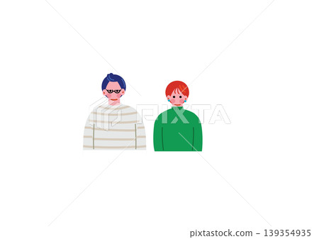 一幅描繪年輕時尚男女的簡潔插畫。 一幅描繪年輕時尚男女的簡潔插畫。 139354935