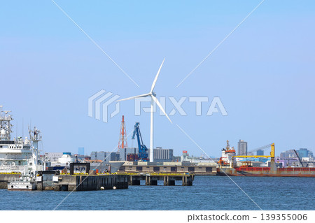 [Wind power generation] The process of generating electricity as the blades rotate. 139355006