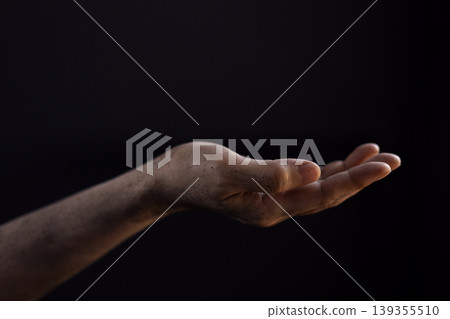 Dirty hand in begging gesture, Poverty and humanitarian crisis Dirty hand in begging gesture, Poverty and humanitarian crisis 139355510