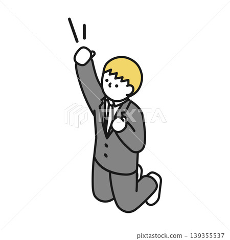 Isometric illustration: A man in a suit jumping for joy Isometric illustration: A man in a suit jumping for joy 139355537