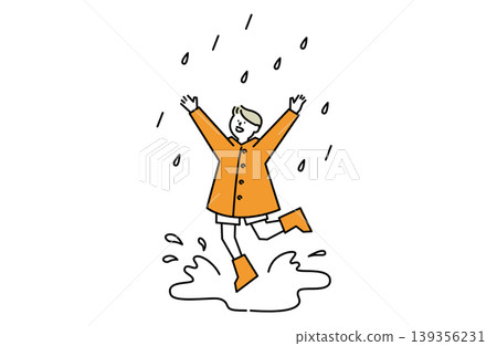 孩子們在雨中玩耍 139356231