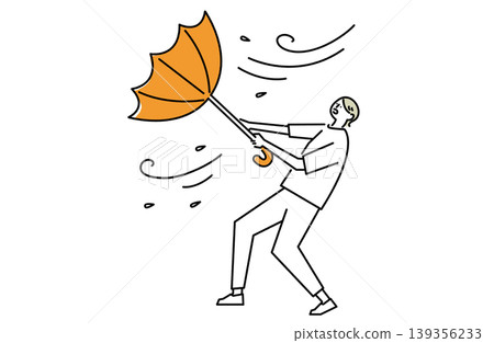A woman's umbrella was turned inside out by strong winds. A woman's umbrella was turned inside out by strong winds. 139356233