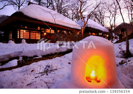A breathtaking winter scene... Yunishigawa Onsen shines in the snowy landscape [Kamukura Festival] 139356354