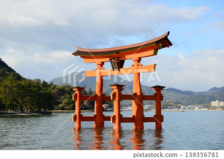 View of the Great Torii Gate from the approach to Itsukushima Shrine in Miyajima, Aki Province - 5 View of the Great Torii Gate from the approach to Itsukushima Shrine in Miyajima, Aki Province - 5 139356781
