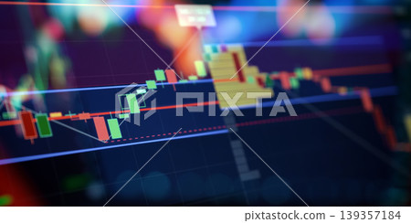 Candlestick Trading Chart with Technical Analysis Levels and Market Profile 139357184