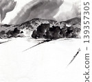 Rural landscape painted in ink. Rural landscape painted in ink. 139357305