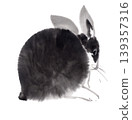 A rabbit illustration drawn in ink wash painting. A rabbit illustration drawn in ink wash painting. 139357316