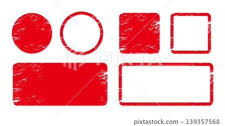 Red faded stamp frame set: Round, square, and border design materials Red faded stamp frame set: Round, square, and border design materials 139357568