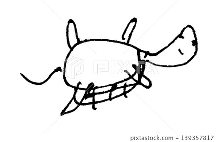 A monochrome line drawing illustration of a turtle lying on its back, drawn like a doodle with a pen. A monochrome line drawing illustration of a turtle lying on its back, drawn like a doodle with a pen. 139357817