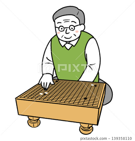 一幅描繪男子下圍棋的簡單插圖。 139358110