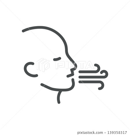 Cough thin line icon for coughing, respiratory infection and bronchitis. Editable stroke. Vector illustration. Cough thin line icon for coughing, respiratory infection and bronchitis. Editable stroke. Vector illustration. 139358317