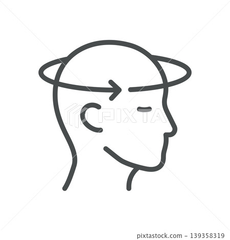 Dizziness thin line icon for vertigo, lightheadedness and spinning sensation. Editable stroke. Vector illustration. Dizziness thin line icon for vertigo, lightheadedness and spinning sensation. Editable stroke. Vector illustration. 139358319