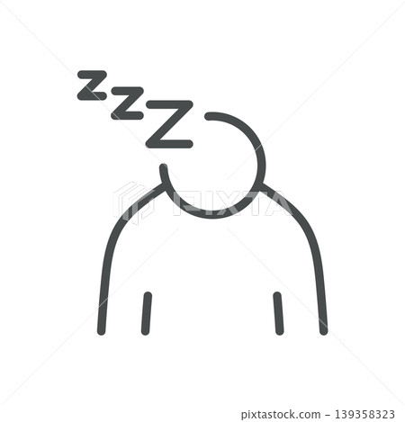 Fatigue thin line icon for exhaustion, tiredness and low energy. Editable stroke. Vector illustration. 139358323