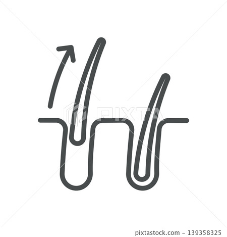 Hair loss thin line icon for alopecia, thinning hair and balding. Editable stroke. Vector illustration. 139358325