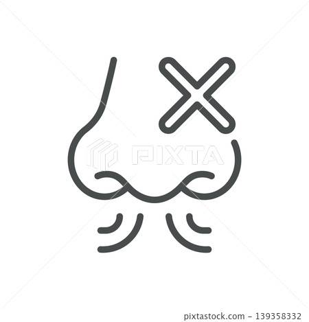 Nasal congestion thin line icon for blocked nose, stuffy nose and sinus blockage. Editable stroke. Vector illustration. Nasal congestion thin line icon for blocked nose, stuffy nose and sinus blockage. Editable stroke. Vector illustration. 139358332