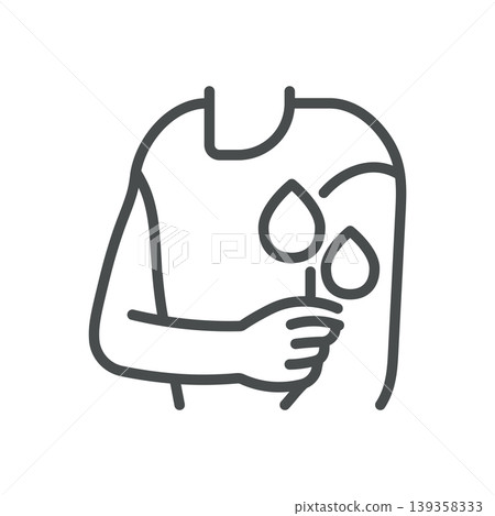 Excessive sweating thin line icon for oversweating, hyperhidrosis and profuse sweat. Editable stroke. Vector illustration. 139358333