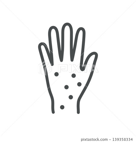 Skin rash thin line icon for rash, dermatitis and hives. Editable stroke. Vector illustration. Skin rash thin line icon for rash, dermatitis and hives. Editable stroke. Vector illustration. 139358334