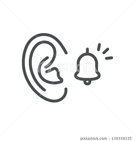 Ringing in ears thin line icon for tinnitus, ear ringing and ear noise. Editable stroke. Vector illustration. 139358335