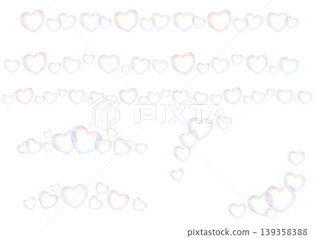 Set of heart-shaped soap bubble borders and frames Set of heart-shaped soap bubble borders and frames 139358388