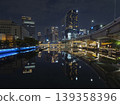 The water's surface reflects the future, at dusk in Nakanoshima, Osaka. 139358396