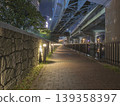 Lights shining in the silence, an oasis walking path in the city 139358397