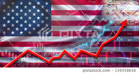 United States financial growth on market graph. United States economic growth on financial graph background United States financial growth on market graph. United States economic growth on financial graph background 139358638