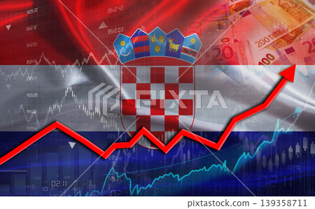 Croatian economic growth on financial graph. Croatia financial growth on market graph Croatian economic growth on financial graph. Croatia financial growth on market graph 139358711