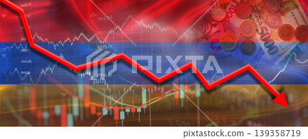 Armenian financial crisis on economic graph. Financial fall of Armenia on economy market Armenian financial crisis on economic graph. Financial fall of Armenia on economy market 139358719