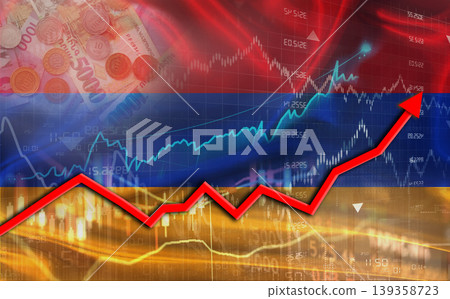 Armenian economic growth on financial graph. Armenia financial growth on market graph Armenian economic growth on financial graph. Armenia financial growth on market graph 139358723