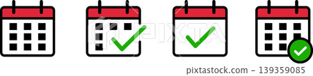 Checkmark calendar icon color for schedules, plans, and reservations 139359085