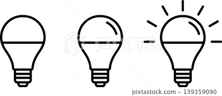 Light bulb, electricity, LED energy saving icon illustration (black and white) 139359090