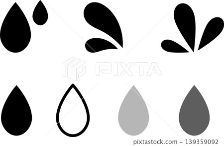 水滴/水圖示插圖集（黑白） 139359092