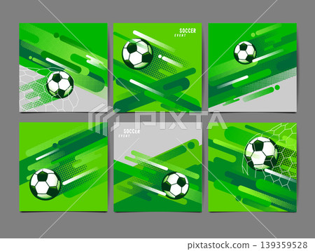 Sport Square Banner with Soccer Ball and Dynamic Abstract Composition Sport Square Banner with Soccer Ball and Dynamic Abstract Composition 139359528