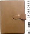 Brown leather organizer planner with clasp closure 139359866