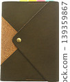 Brown leather and cork detailed with button clasp closed 139359867