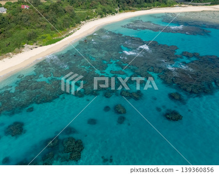 Aerial view of Tsuchimori Beach, Amami Oshima Island Aerial view of Tsuchimori Beach, Amami Oshima Island 139360856