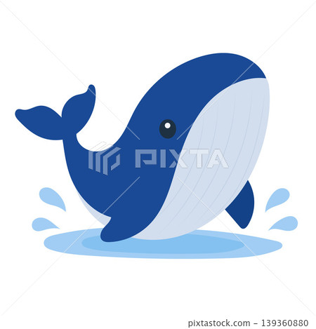 Cute whale jumping out of water playful marine animal ocean scene Cute whale jumping out of water playful marine animal ocean scene 139360880