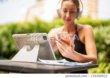 Happy women working remotely online, small business lifestyle success. Happy women working remotely online, small business lifestyle success. 139360915