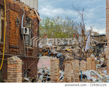 An ancient historical building destroyed by russian ballistic missile An ancient historical building destroyed by russian ballistic missile 139361220