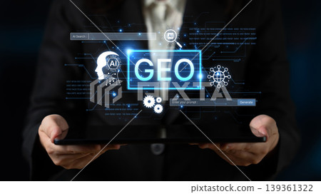 Generative AI search interface with GEO concept. Corpus Generative AI search interface with GEO concept. Corpus 139361322
