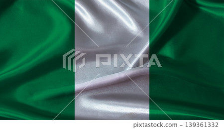 National flag of Nigeria with cloth texture. Nigeria flag with realistic texture background National flag of Nigeria with cloth texture. Nigeria flag with realistic texture background 139361332