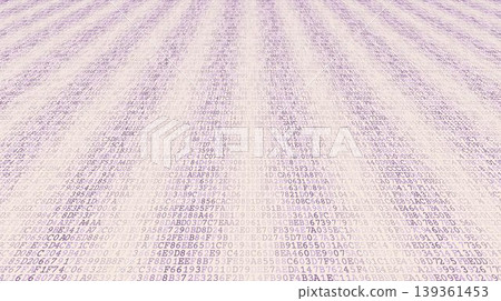 The Data Horizon - Artistic Binary Gradient and Digital Symbol Distribution. Perspective. 139361453