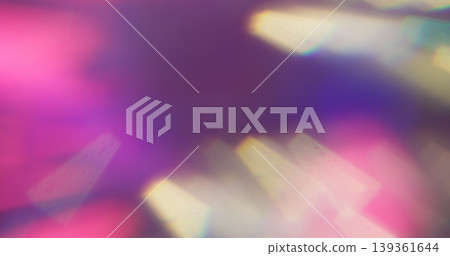 Bright blur luminosity. Neon glow. Crystal diamond twinkle ray texture. Optical pink purple yellow bokeh reflection colorful background. Bright blur luminosity. Neon glow. Crystal diamond twinkle ray texture. Optical pink purple yellow bokeh reflection colorful background. 139361644